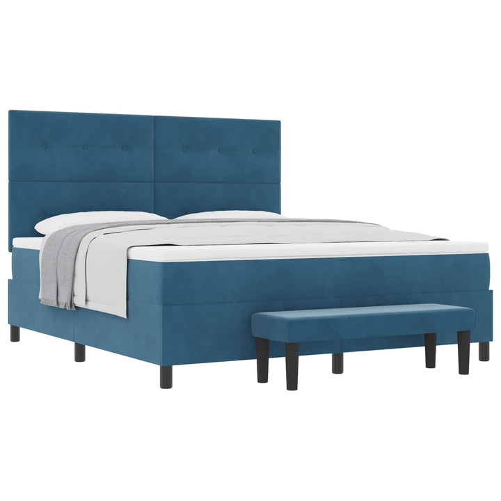 Box spring seng med hovedgærde Mørkeblå 200 x 180 cm Fløjl