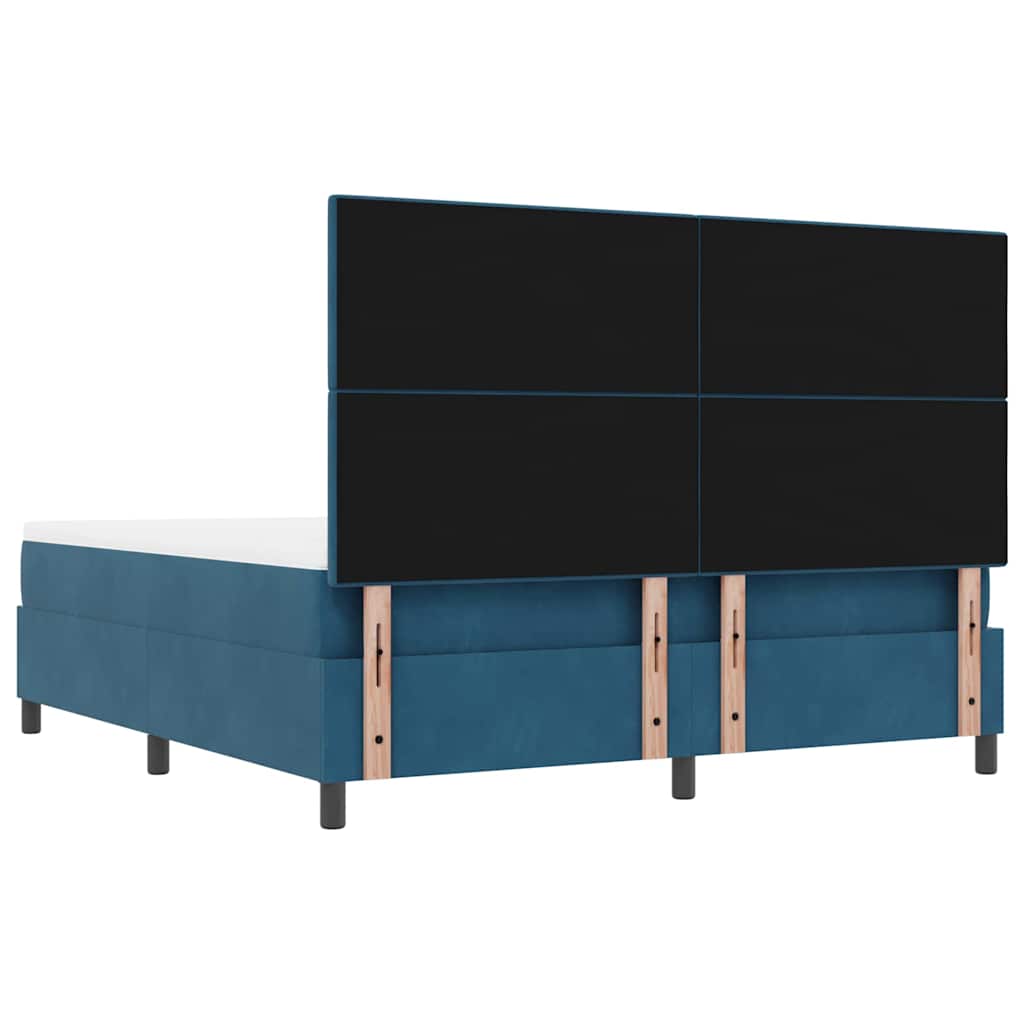 Box spring seng med hovedgærde Mørkeblå 200 x 180 cm Fløjl