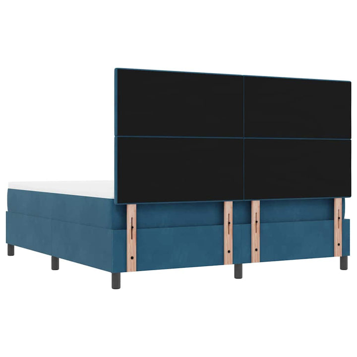 Box spring seng med hovedgærde Mørkeblå 200 x 180 cm Fløjl