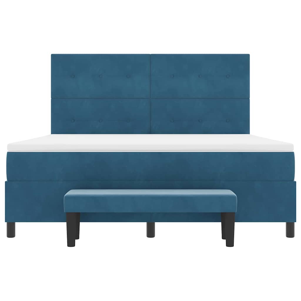 Box spring seng med hovedgærde Mørkeblå 200 x 180 cm Fløjl