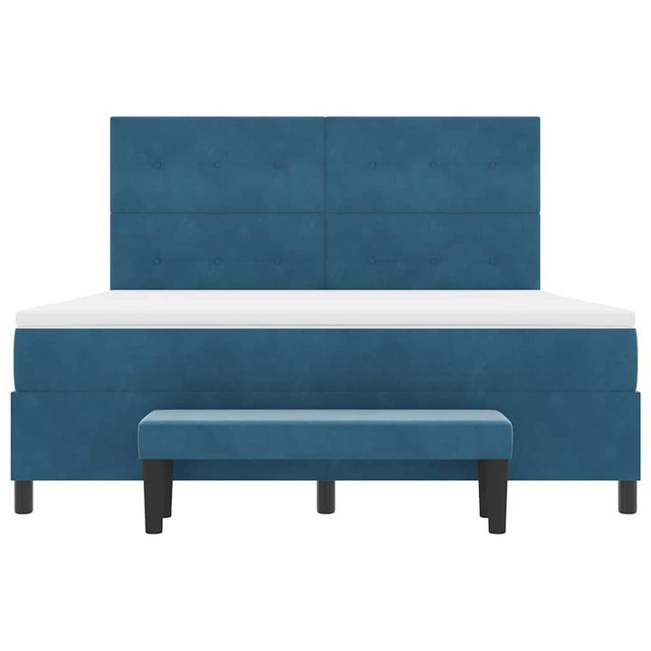 Box spring seng med hovedgærde Mørkeblå 200 x 180 cm Fløjl