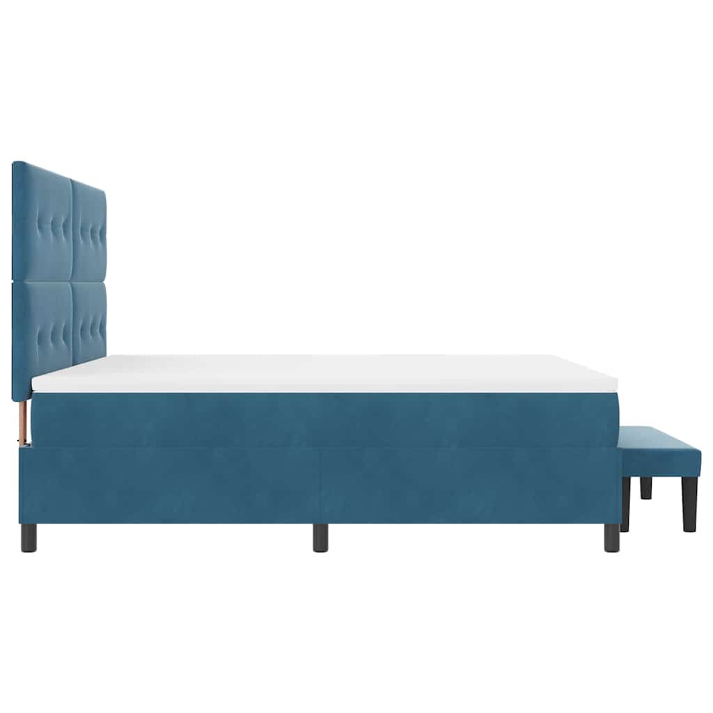 Box spring seng med hovedgærde Mørkeblå 200 x 180 cm Fløjl