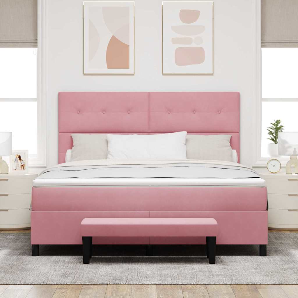 Box spring seng med hovedgærde Lyserød 200 x 180 cm Fløjl