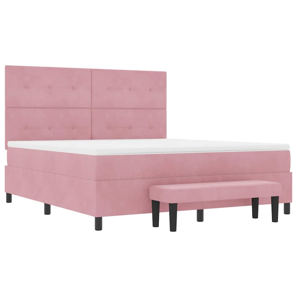 Box spring seng med hovedgærde Lyserød 200 x 180 cm Fløjl