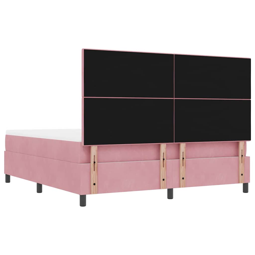 Box spring seng med hovedgærde Lyserød 200 x 180 cm Fløjl