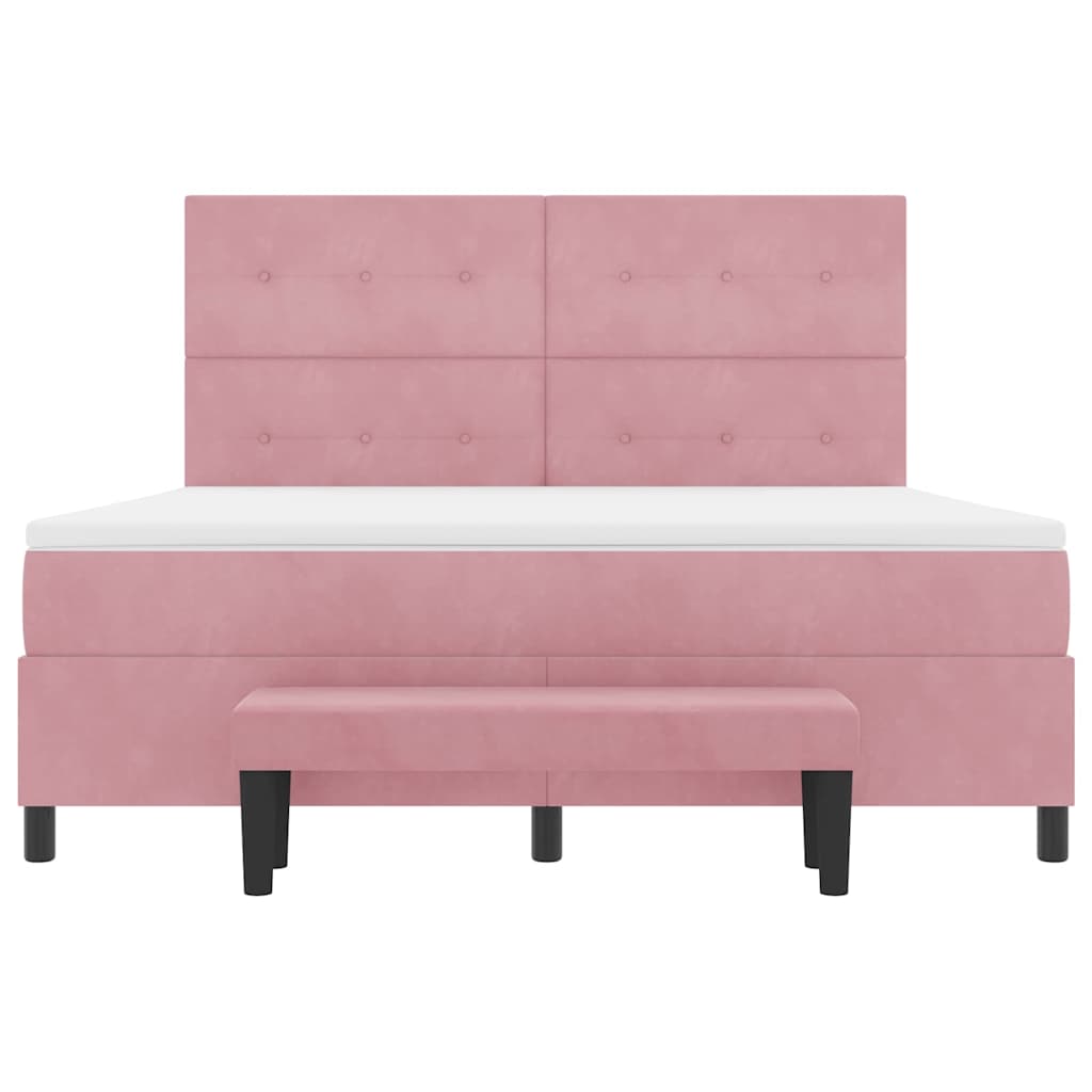 Box spring seng med hovedgærde Lyserød 200 x 180 cm Fløjl