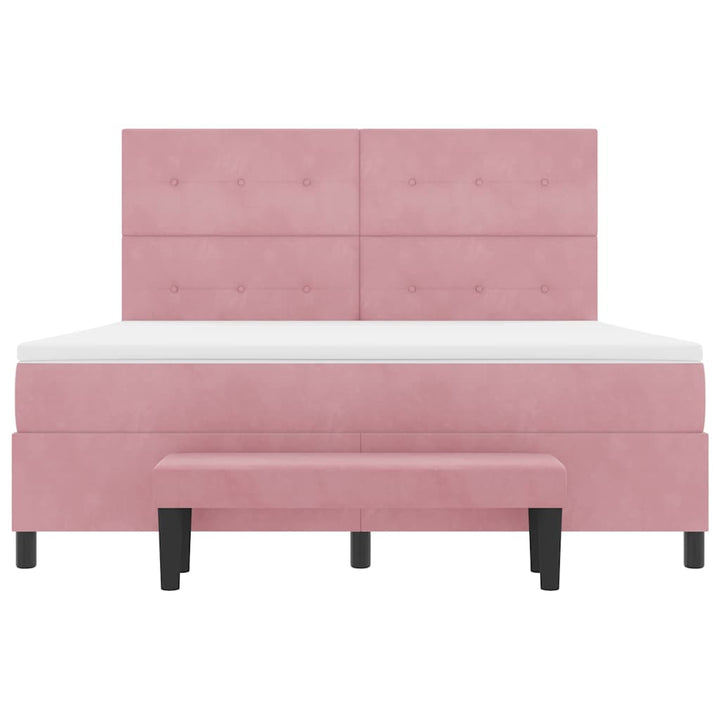 Box spring seng med hovedgærde Lyserød 200 x 180 cm Fløjl