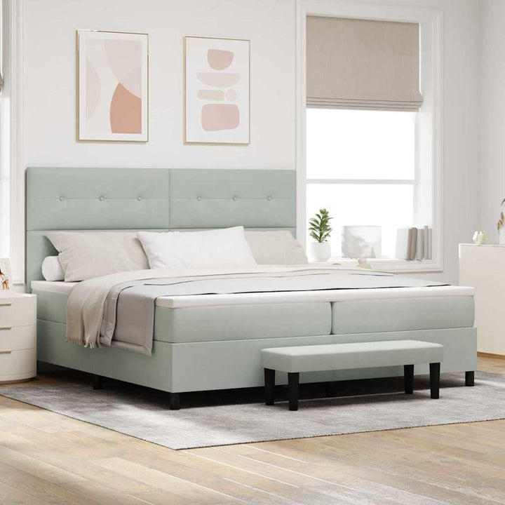 Box spring seng med madras Lysegrå 200 x 200 cm Fløjl