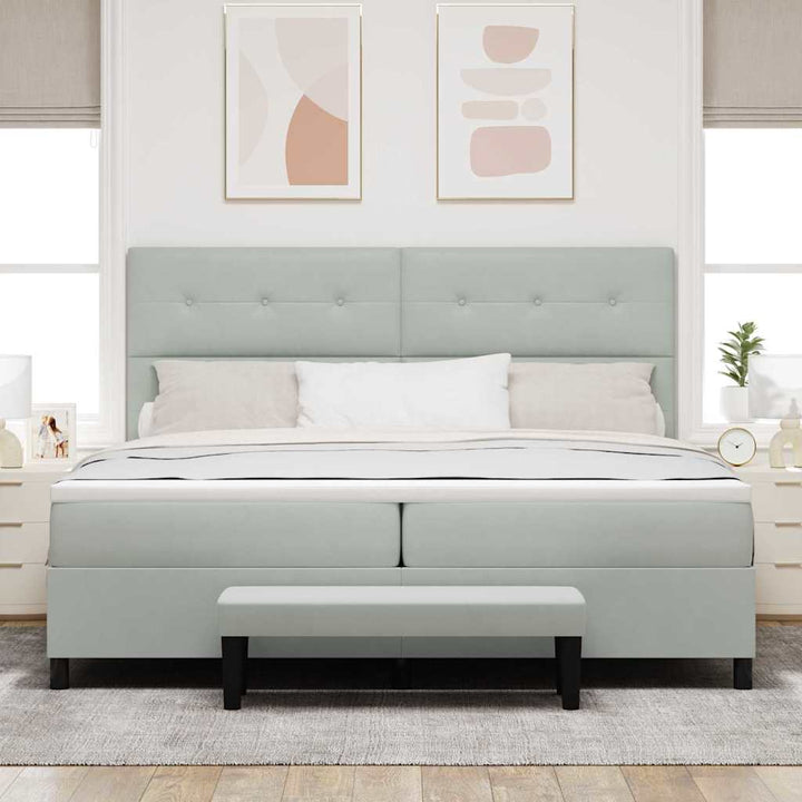 Box spring seng med madras Lysegrå 200 x 200 cm Fløjl