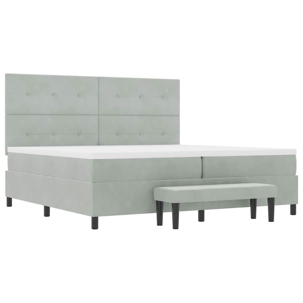 Box spring seng med madras Lysegrå 200 x 200 cm Fløjl