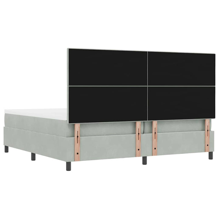 Box spring seng med madras Lysegrå 200 x 200 cm Fløjl