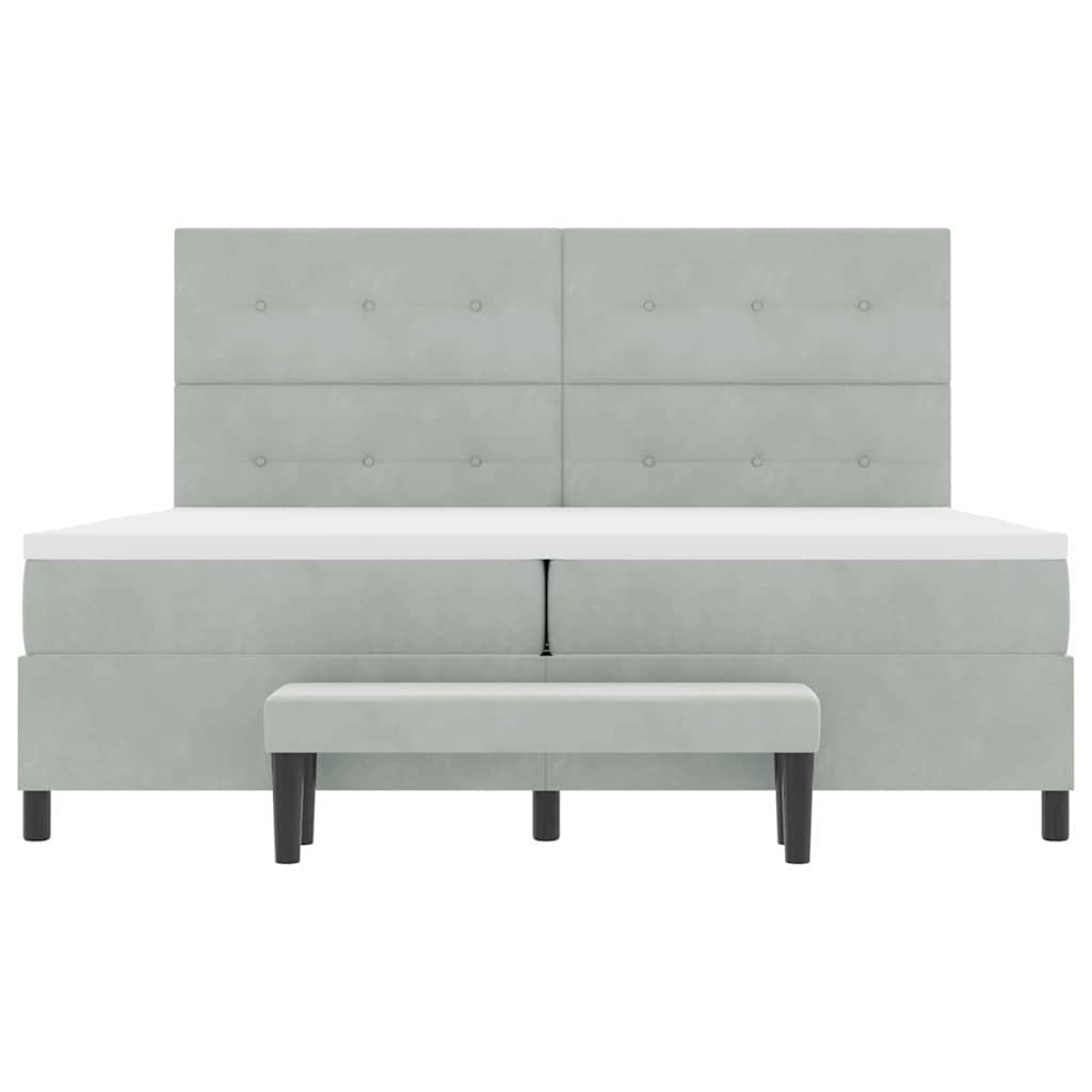 Box spring seng med madras Lysegrå 200 x 200 cm Fløjl