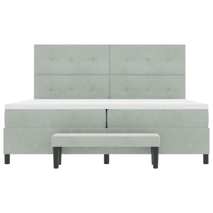 Box spring seng med madras Lysegrå 200 x 200 cm Fløjl