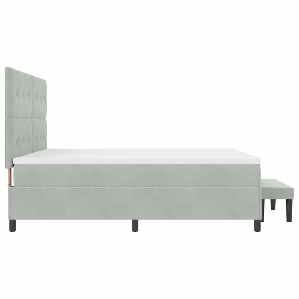 Box spring seng med madras Lysegrå 200 x 200 cm Fløjl