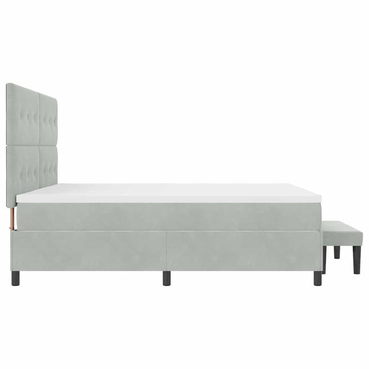 Box spring seng med madras Lysegrå 200 x 200 cm Fløjl