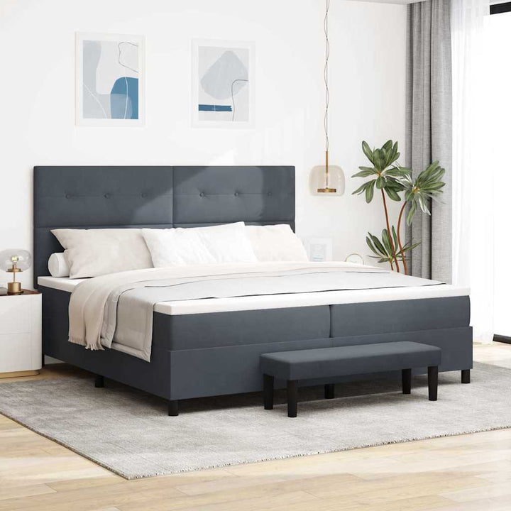Box spring seng med madras Mørkegrå 200 x 200 cm Fløjl