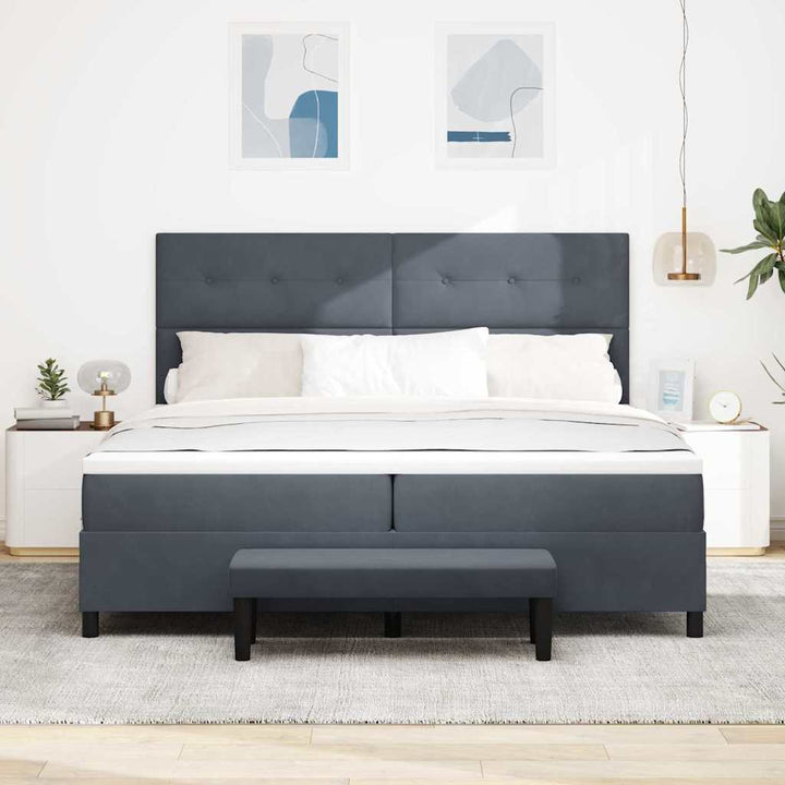 Box spring seng med madras Mørkegrå 200 x 200 cm Fløjl