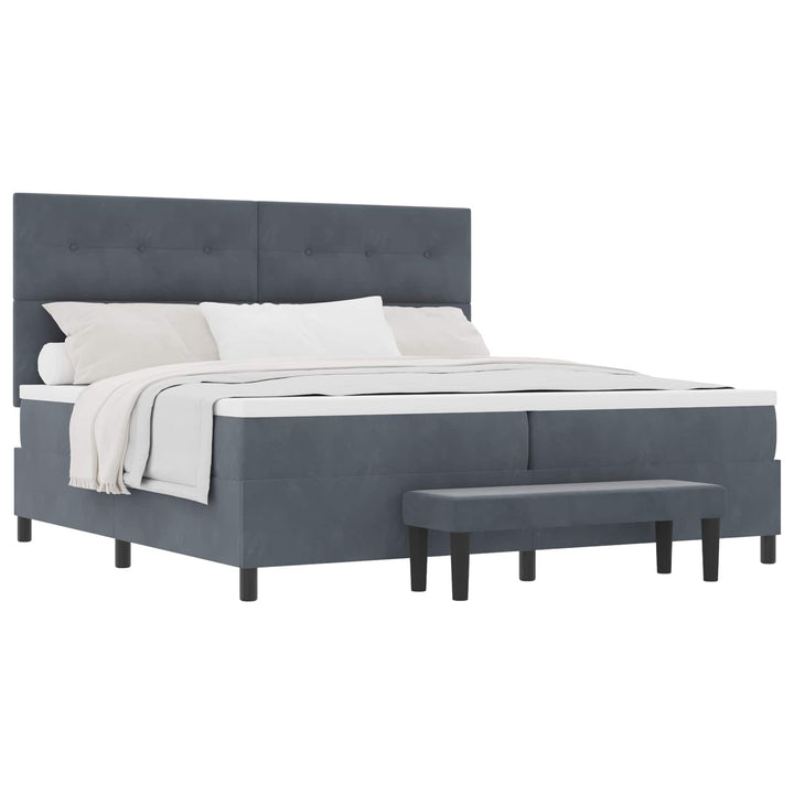 Box spring seng med madras Mørkegrå 200 x 200 cm Fløjl