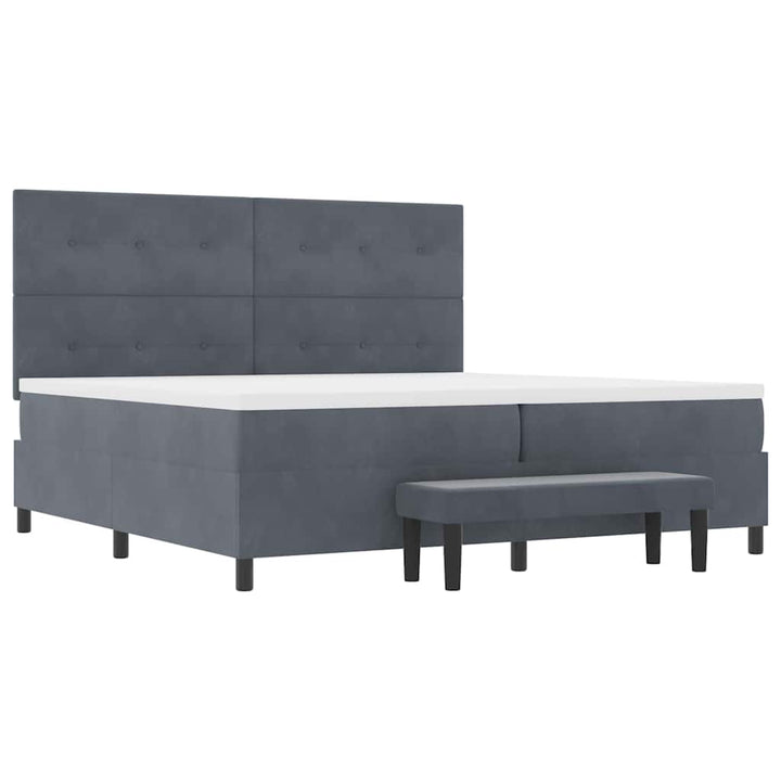 Box spring seng med madras Mørkegrå 200 x 200 cm Fløjl