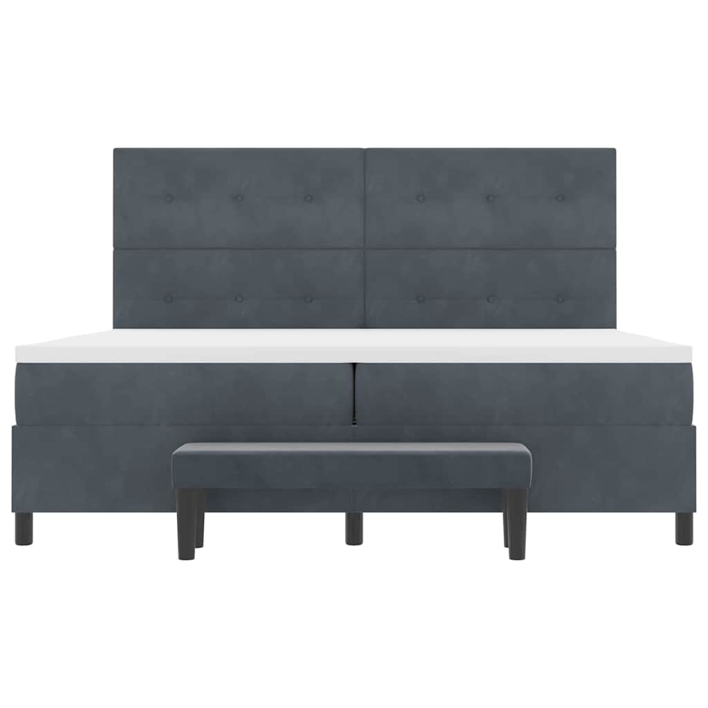Box spring seng med madras Mørkegrå 200 x 200 cm Fløjl