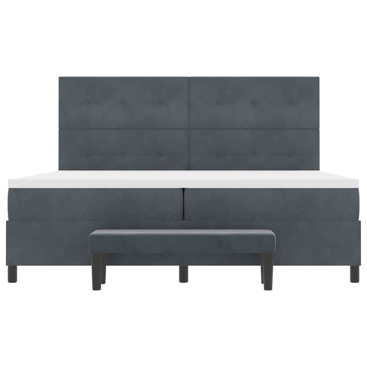 Box spring seng med madras Mørkegrå 200 x 200 cm Fløjl