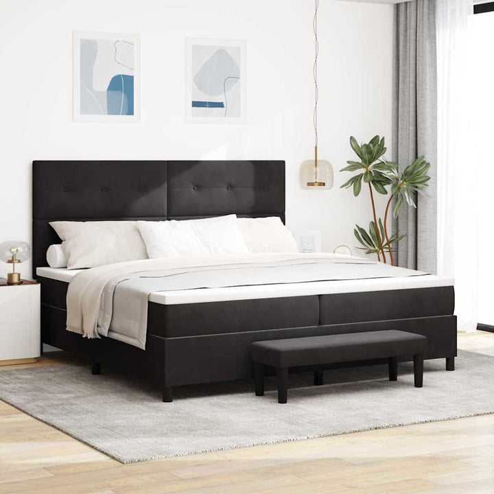 Box spring seng med hovedgærde Sort 200 x 200 cm Fløjl