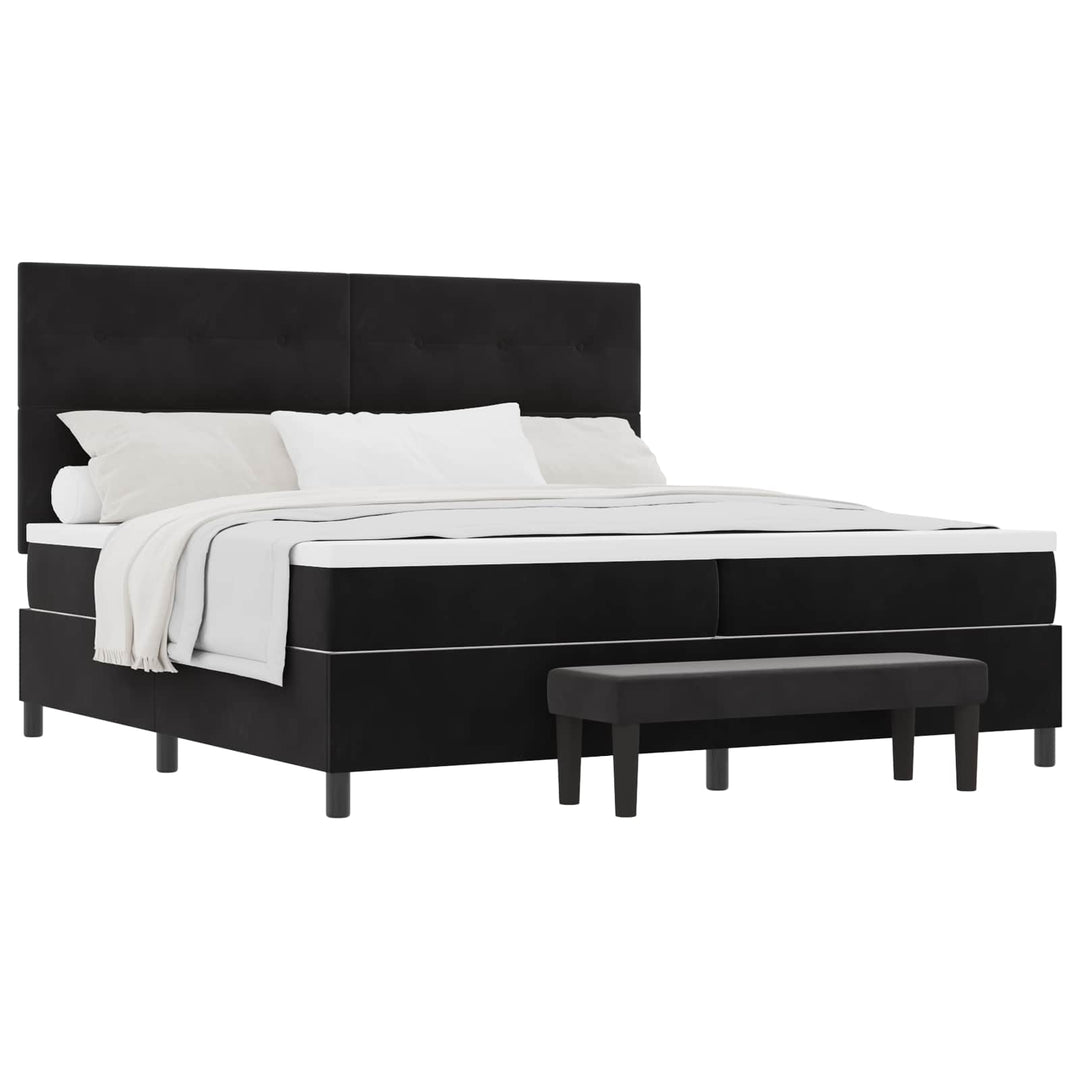 Box spring seng med hovedgærde Sort 200 x 200 cm Fløjl