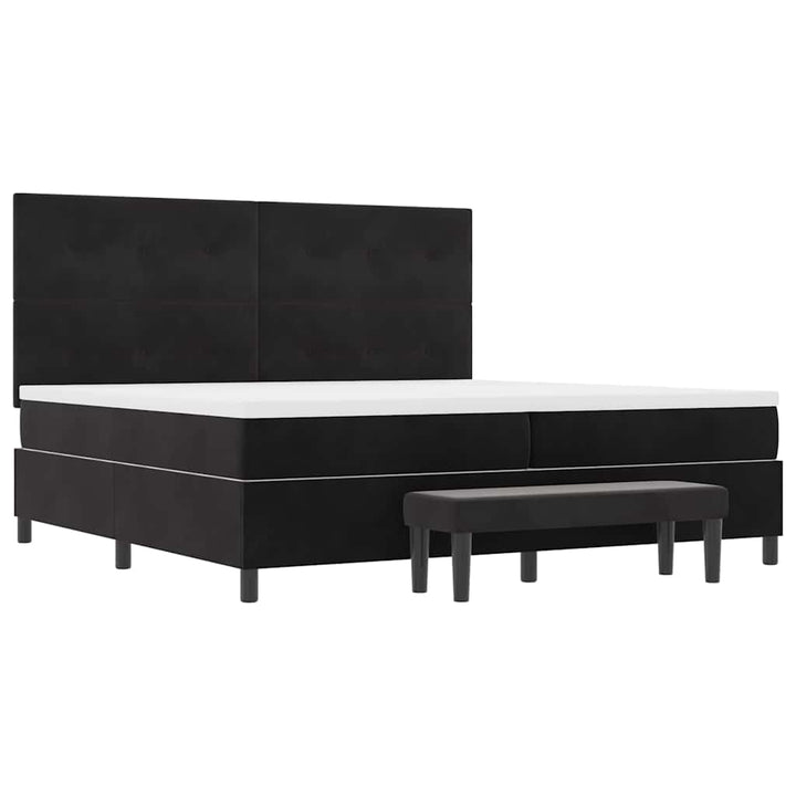 Box spring seng med hovedgærde Sort 200 x 200 cm Fløjl