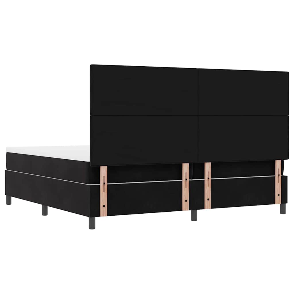 Box spring seng med hovedgærde Sort 200 x 200 cm Fløjl