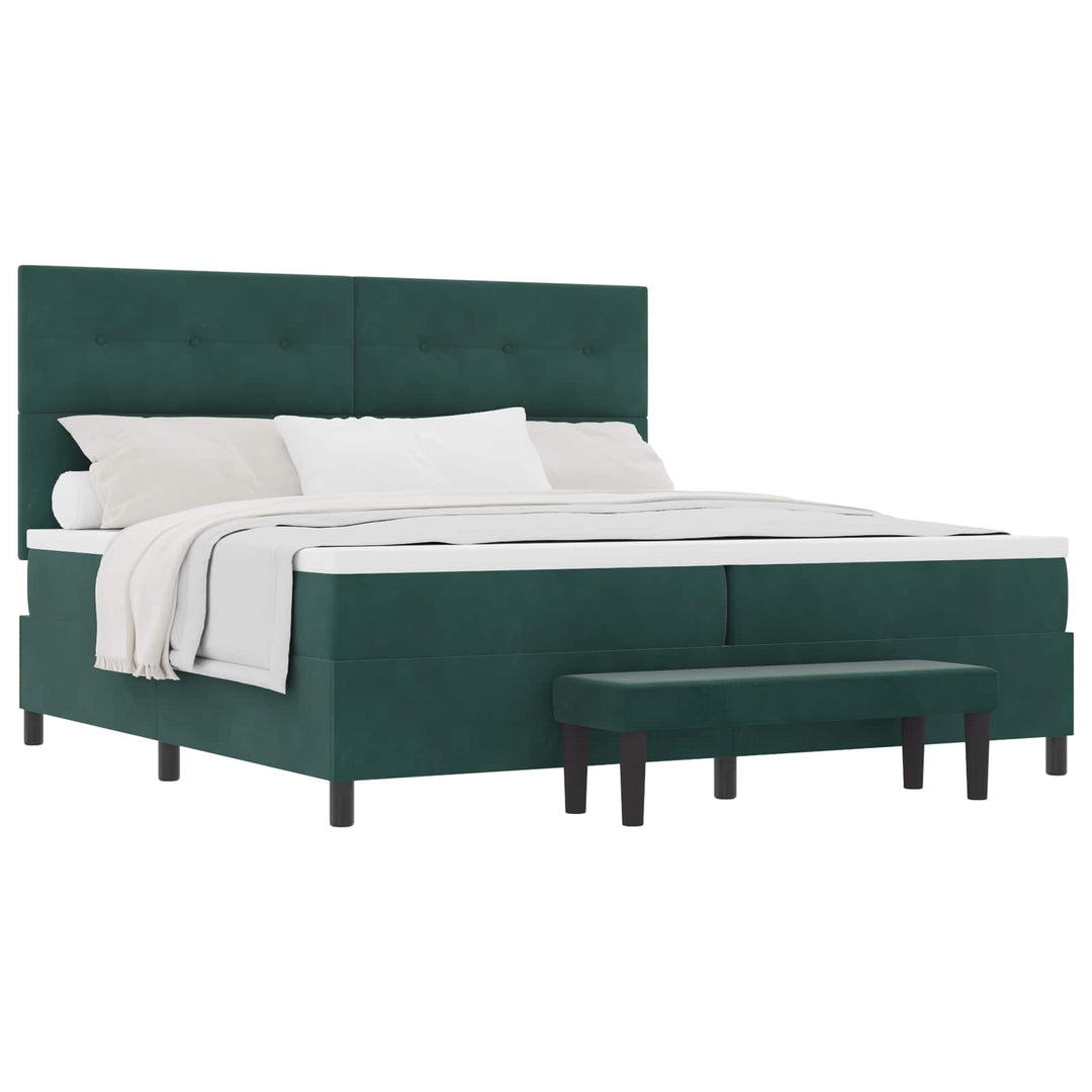 Box spring seng med madras Mørkegrøn 200 x 200 cm Fløjl