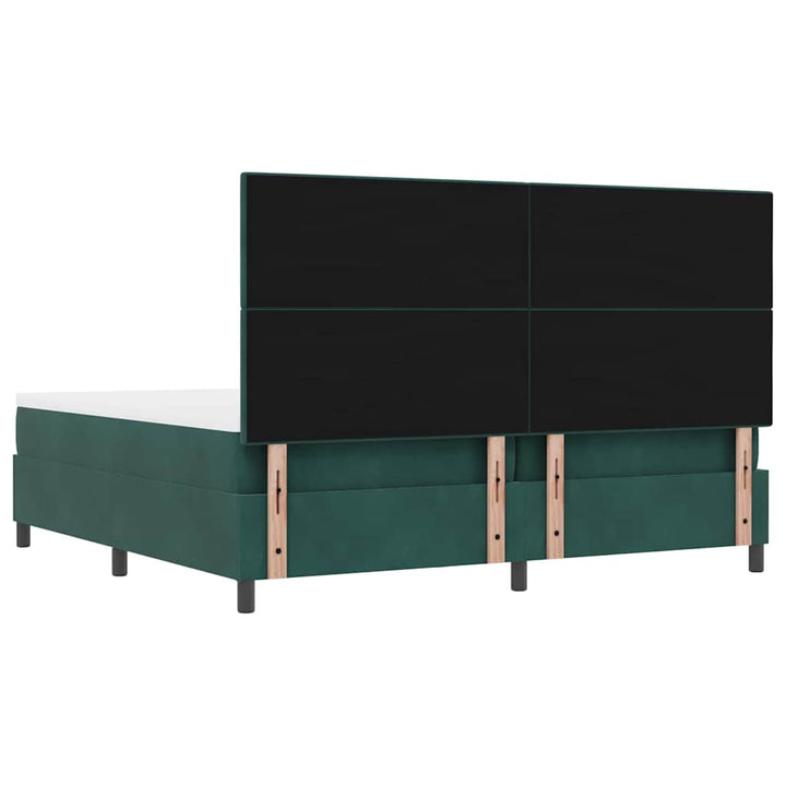 Box spring seng med madras Mørkegrøn 200 x 200 cm Fløjl