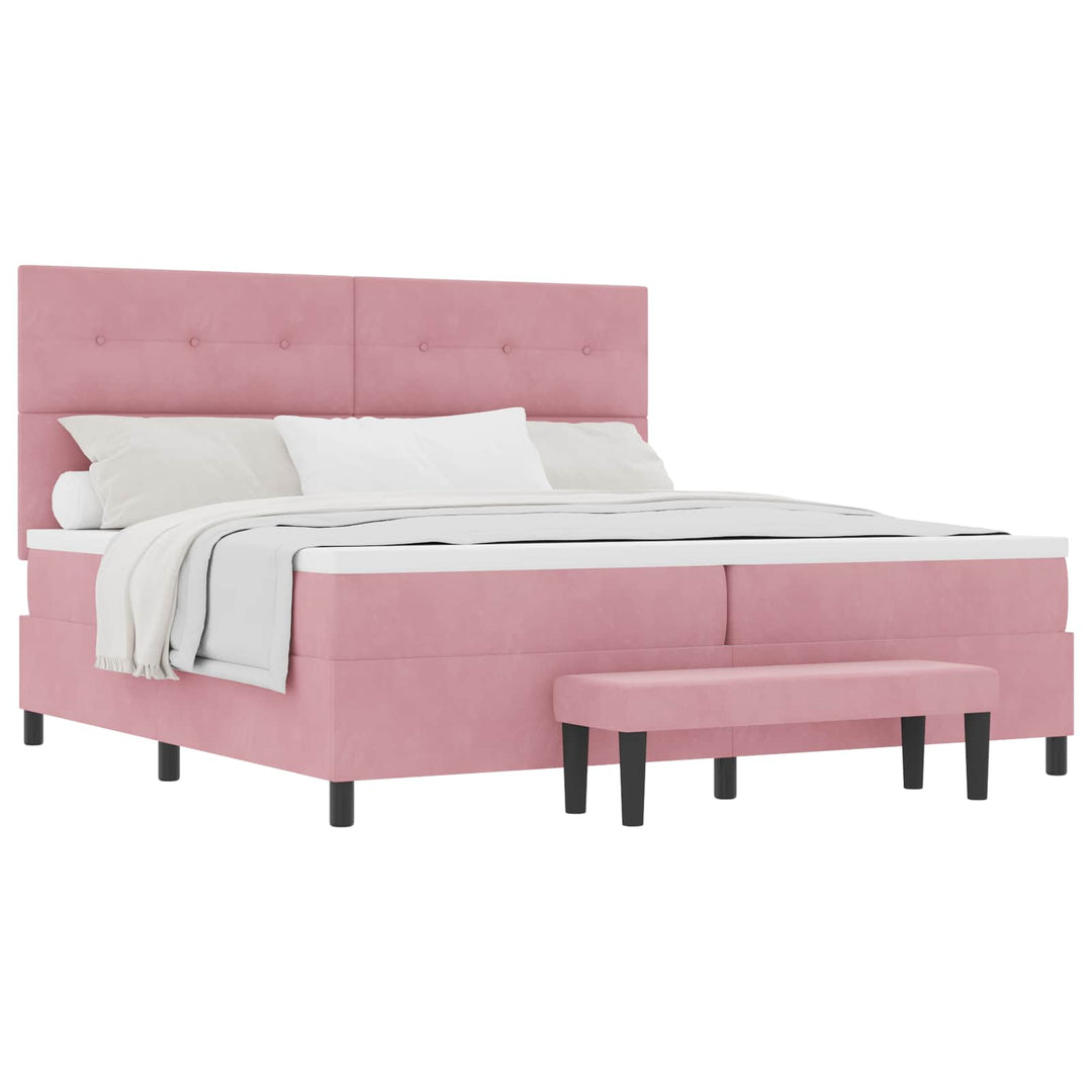 Box spring seng med madras Lyserød 200 x 200 cm Fløjl