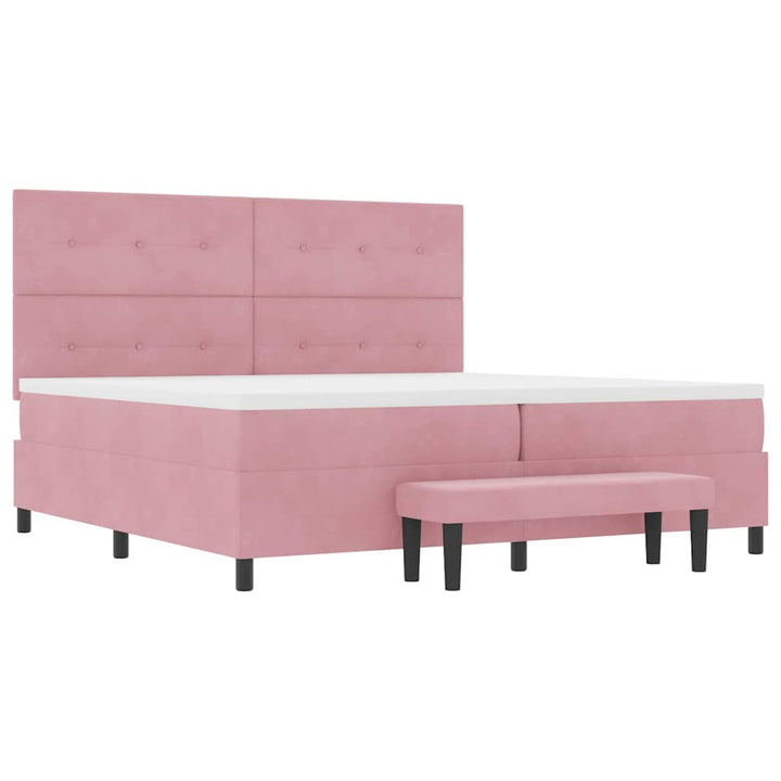 Box spring seng med madras Lyserød 200 x 200 cm Fløjl