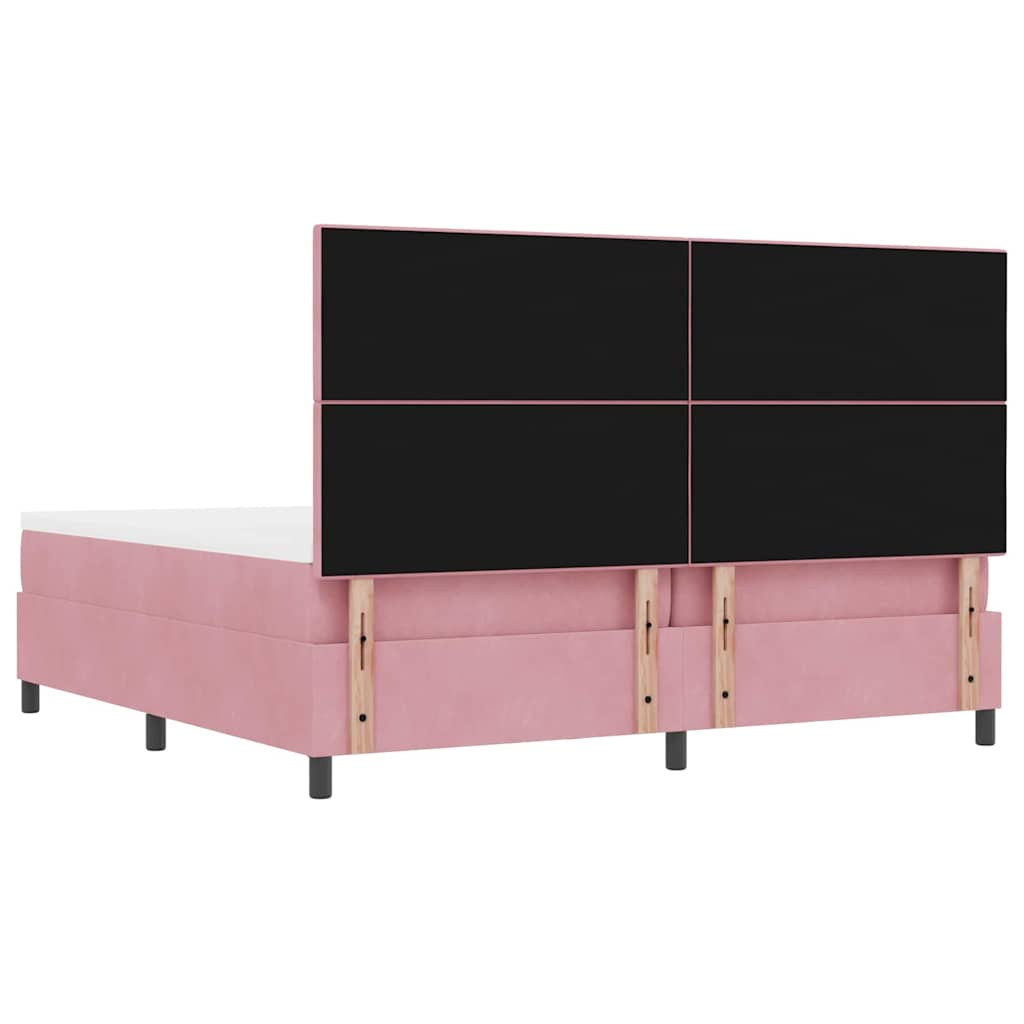 Box spring seng med madras Lyserød 200 x 200 cm Fløjl