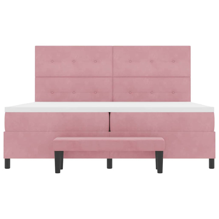 Box spring seng med madras Lyserød 200 x 200 cm Fløjl