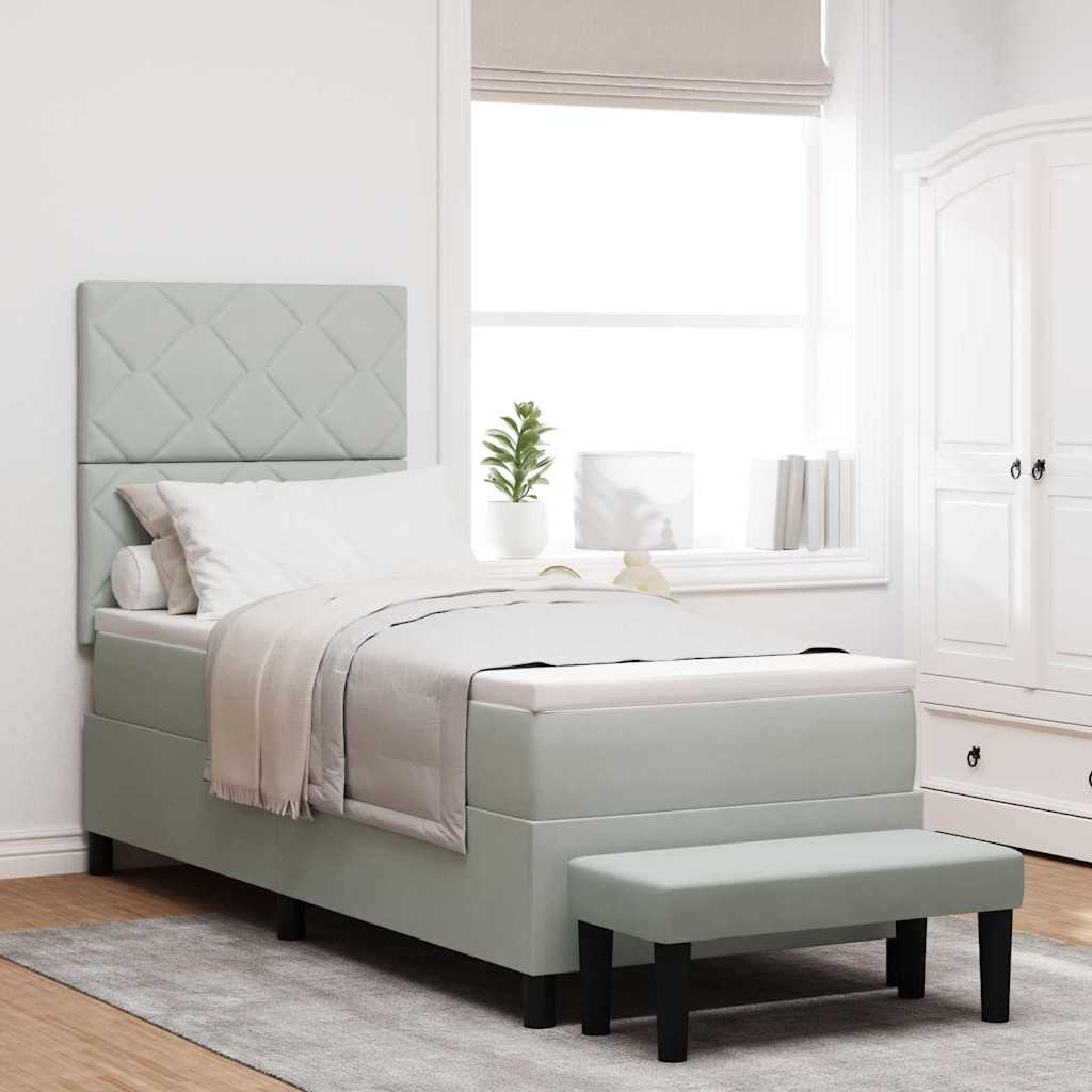 Box spring seng med hovedgærde Lysegrå 200 x 80 cm Fløjl