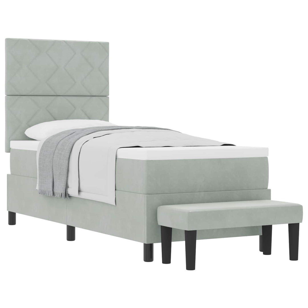 Box spring seng med hovedgærde Lysegrå 200 x 80 cm Fløjl