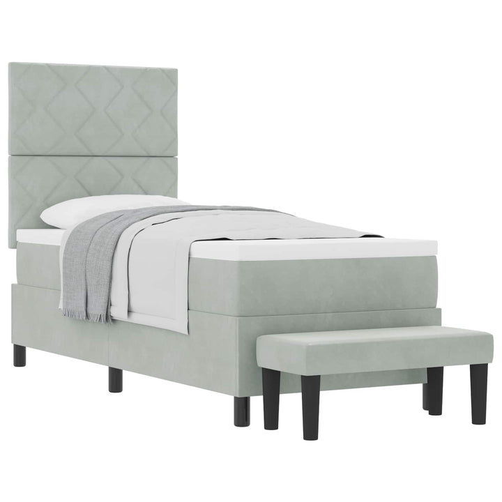 Box spring seng med hovedgærde Lysegrå 200 x 80 cm Fløjl