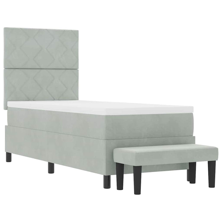 Box spring seng med hovedgærde Lysegrå 200 x 80 cm Fløjl