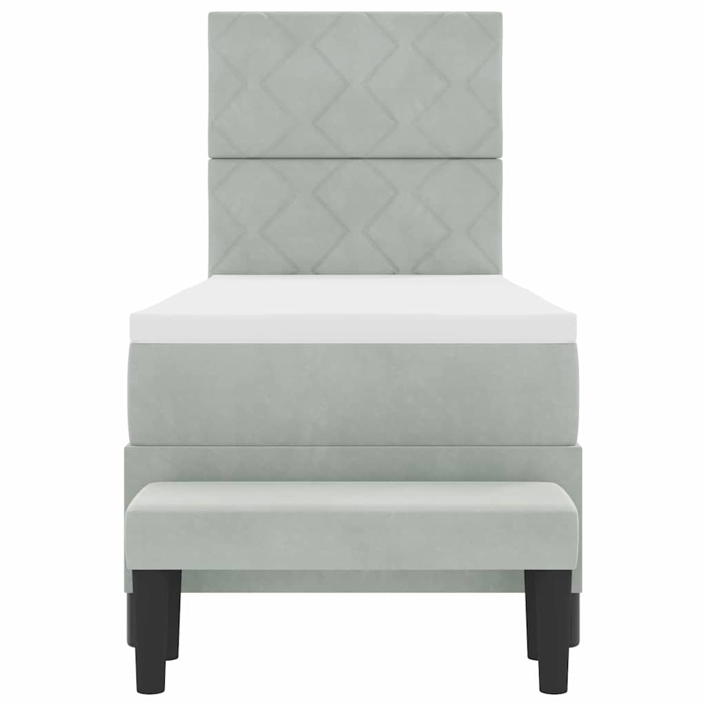 Box spring seng med hovedgærde Lysegrå 200 x 80 cm Fløjl