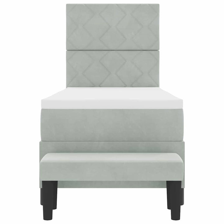 Box spring seng med hovedgærde Lysegrå 200 x 80 cm Fløjl