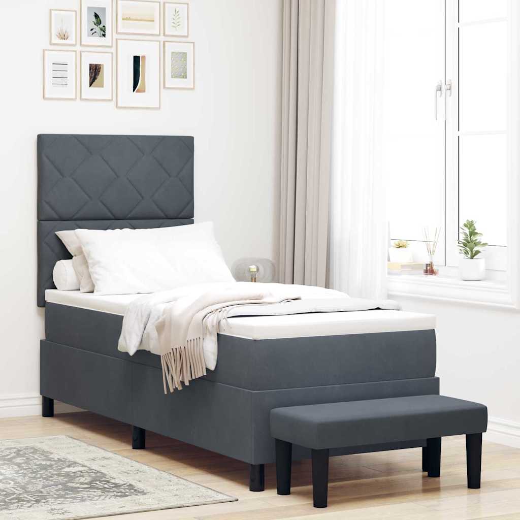 Box spring seng med hovedgærde Mørkegrå 200 x 80 cm Fløjl