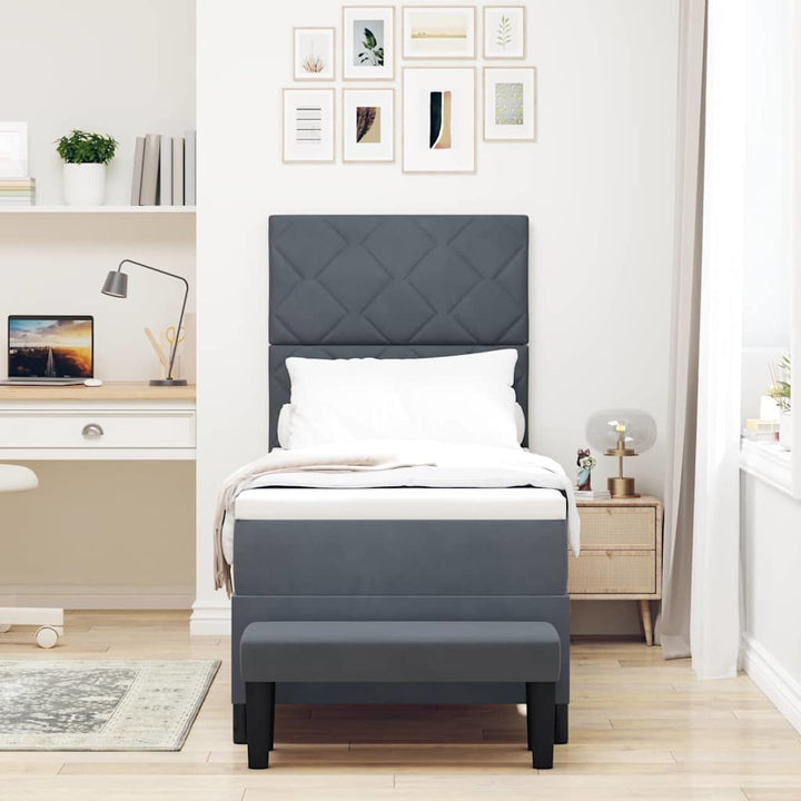 Box spring seng med hovedgærde Mørkegrå 200 x 80 cm Fløjl