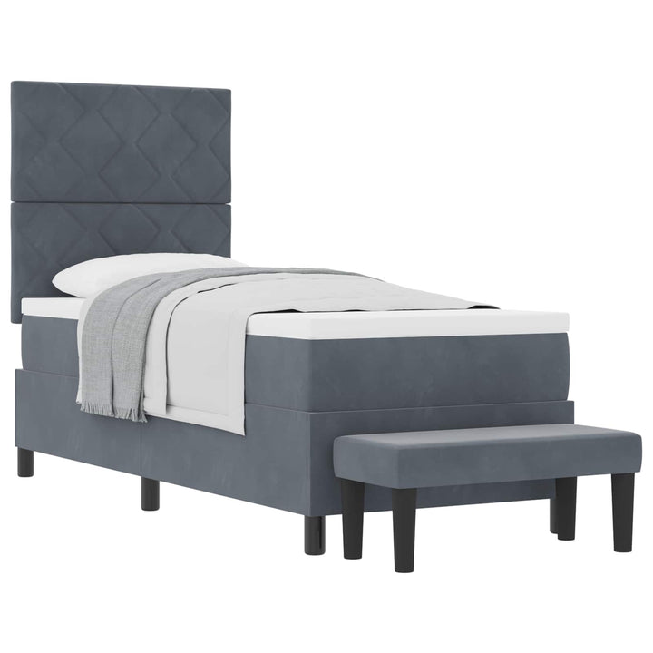 Box spring seng med hovedgærde Mørkegrå 200 x 80 cm Fløjl