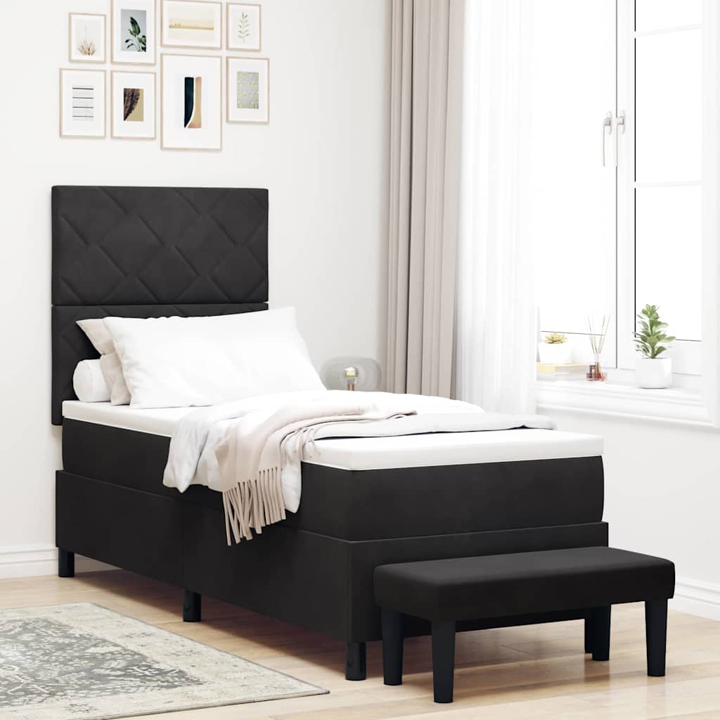 Box spring seng med hovedgærde Sort 200 x 80 cm Fløjl