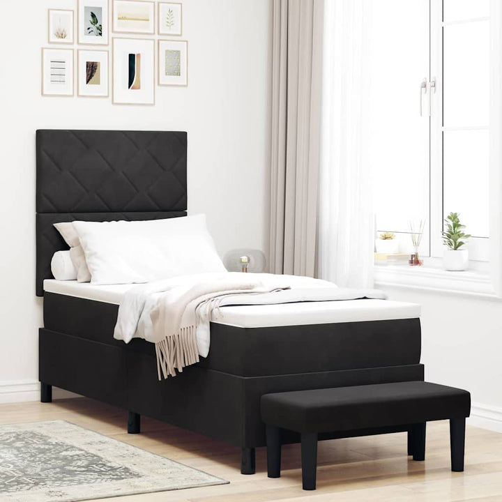 Box spring seng med hovedgærde Sort 200 x 80 cm Fløjl