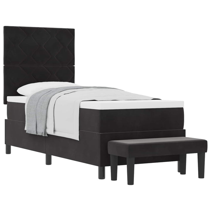 Box spring seng med hovedgærde Sort 200 x 80 cm Fløjl