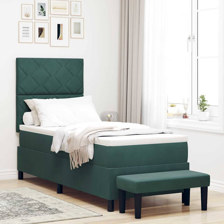 Box spring seng med hovedgærde Mørkegrøn 200 x 80 cm Fløjl