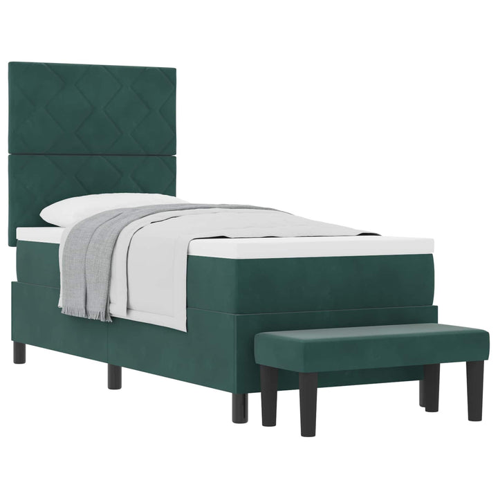 Box spring seng med hovedgærde Mørkegrøn 200 x 80 cm Fløjl