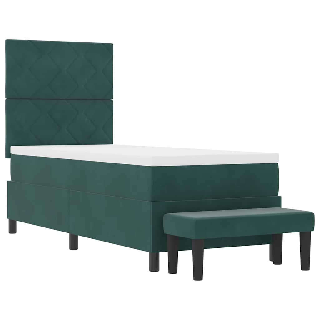 Box spring seng med hovedgærde Mørkegrøn 200 x 80 cm Fløjl